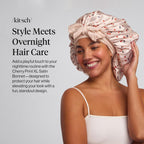Kitsch XL Satin Bonnet for Sleeping - Softer Than Silk Bonnet For Sleeping Women - Secure Fit, Adjustable, Night Cap For Curly & Textured Hair - Prevents Breakage, Tangles & Thinning - Cherry Print