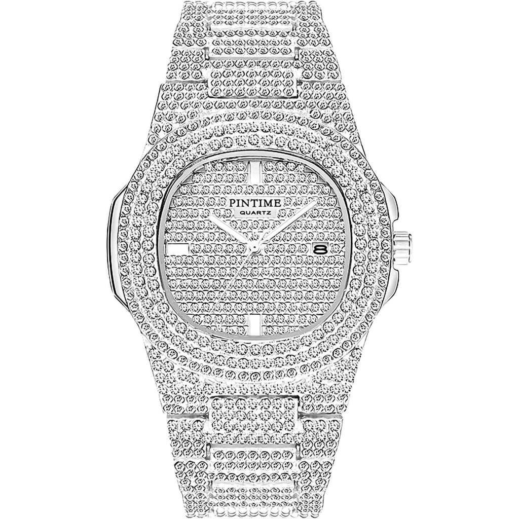 Gosasa Luxury Unisex Crystal Diamond Watches Big Face Women'S Men'S Quartz Watch Gold Silver Rose Gold Stainless Steel Bracelet Band