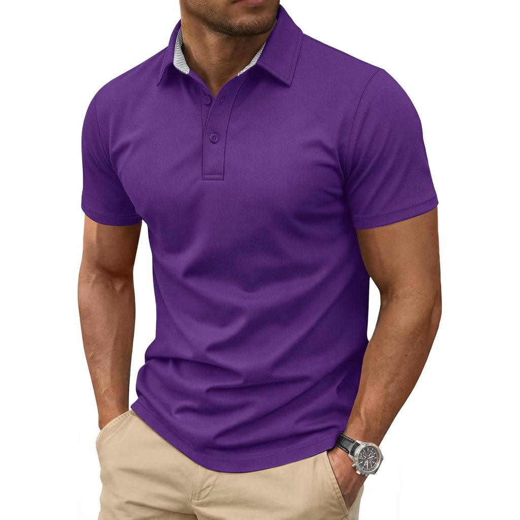 Cotrasen Men'S Polo Shirts Short Sleeve Cotton Pique 3 Buttons Golf Shirts Classic Fit Casual Performance T-Shirt