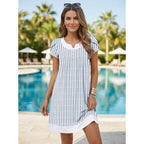 Etcyy Women'S Summer Beach Dress Cover Ups Swimwear Short Sleeve Casual Dresses Vneck Button Fashion 2026 Vacation Sundress