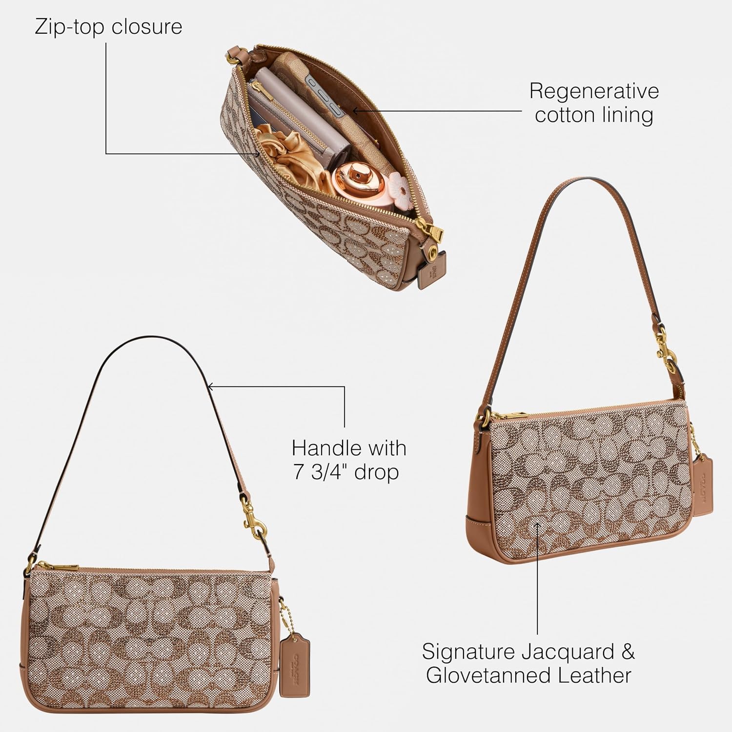 Coach Women'S Natural Grain Leather Plaza Bag
