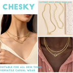 CHESKY Layered Necklaces for Women, 14K Gold Plated Chain Necklace Women Trendy Cuban Link Paperclip Chain Toggle Clasp Necklace Fashion Chunky Jewelry for Women
