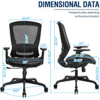 Ergonomic Mesh Office Chair,Comfy Computer Desk Chair - Bifma 5.1 Certified Commercial Swivel Task Chair For Home Office - Adjustable Lumbar Support & Armrests,Tilt Function,Wide Seat (Black)