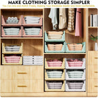 Snslxh 5 Pack Stackable Closet Storage Basket, Multifunctional & Foldable Closet Organizer For Bathroom Kitchen Laundry Room Wardrobe Storage, Space-Saving Clothes Storage Drawer Organizer, White
