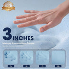 Valuxe 3 Inch Gel Memory Foam Mattress Topper Queen Size High Density Cooling Pad Pressure Relief Bed Topper (With Removable & Washable Bamboo Cover)