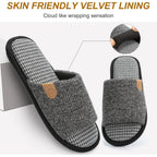 Mens Cozy Memory Foam Slippers Indoor Outdoor Gifts For Men Slip On House Shoes Anti-Skid Soft Open Toe Slippers