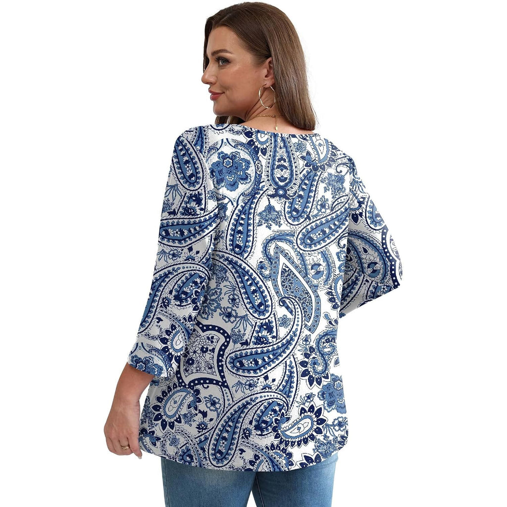 3/4 Length Sleeve Womens Tops Blouses for Women Dressy Casual Spring Fashion Clothing Crew Neck Babydoll Tops