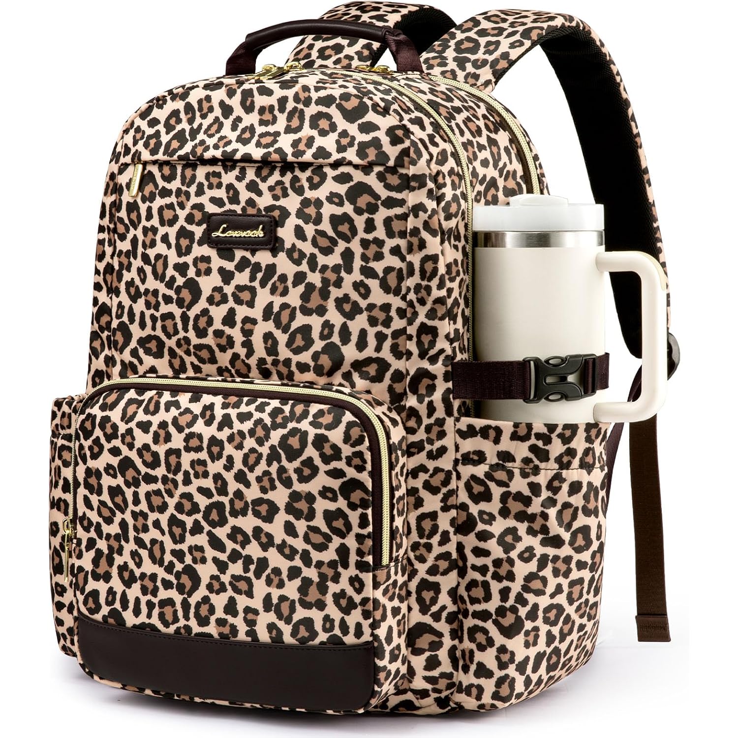 Lovevook Laptop Backpack For Women With Pouch Pocket For Large Capacity Cup,15.6 Inch Laptop Computer Bag Travel Backpack Purse,Waterproof Work Business Backpack College Teacher Bags,Leopard Print