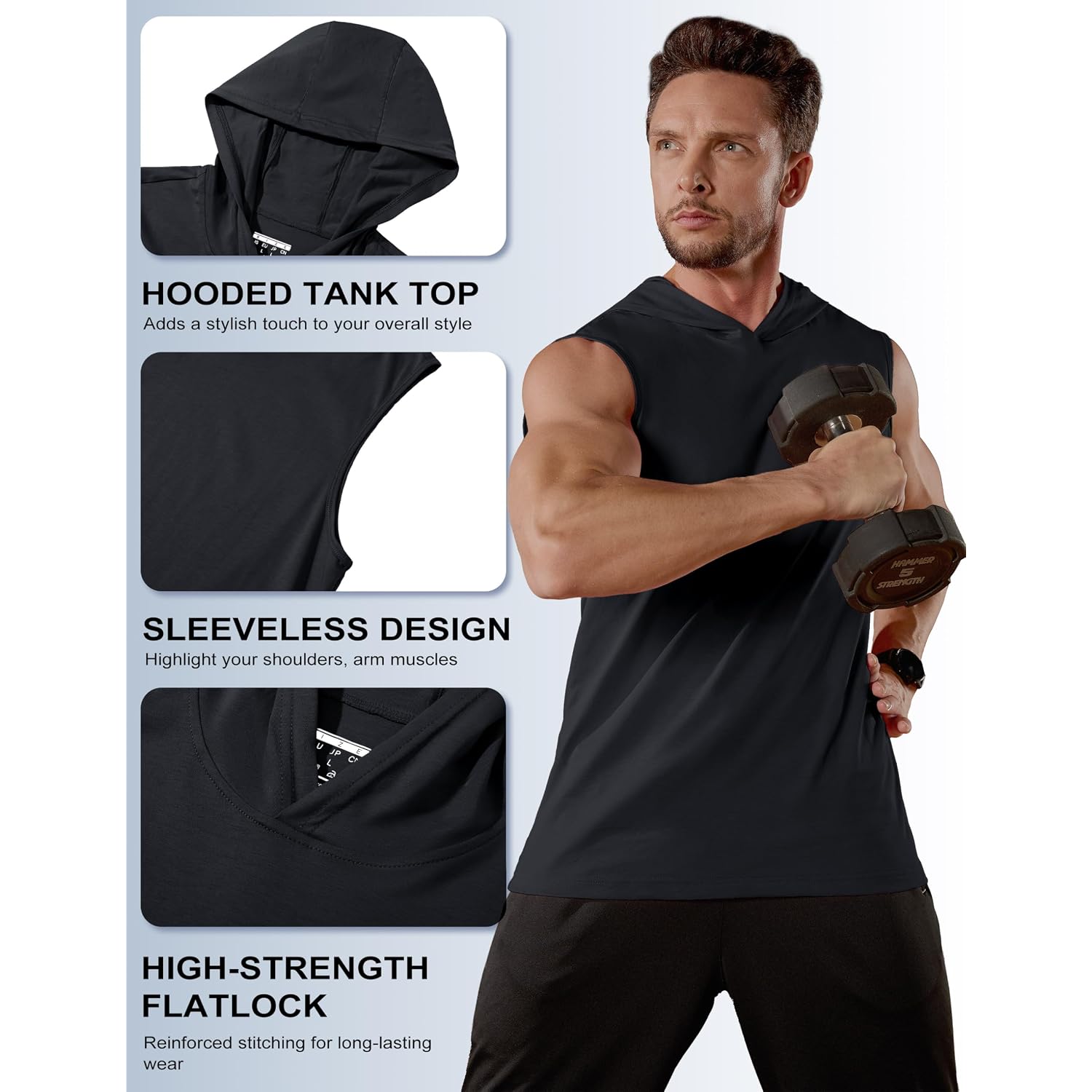 Magcomsen Mens Tank Top Sleeveless Hoodie Cotton T-Shirt Summer Casual Shirt Muscle Tee