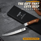 Huusk Japanese Chef Knife 8 Inch, Hand Forged Kitchen Knives With Ergonomic Full Tang Handle, High Carbon Steel Cooking Knife For Home Kitchen, Bbq, Camping, Christmas Gifts For Man