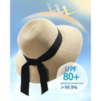 FURTALK Womens Beach Sun Straw Hat UV UPF 80+ Travel Foldable Brim Summer UV Hat