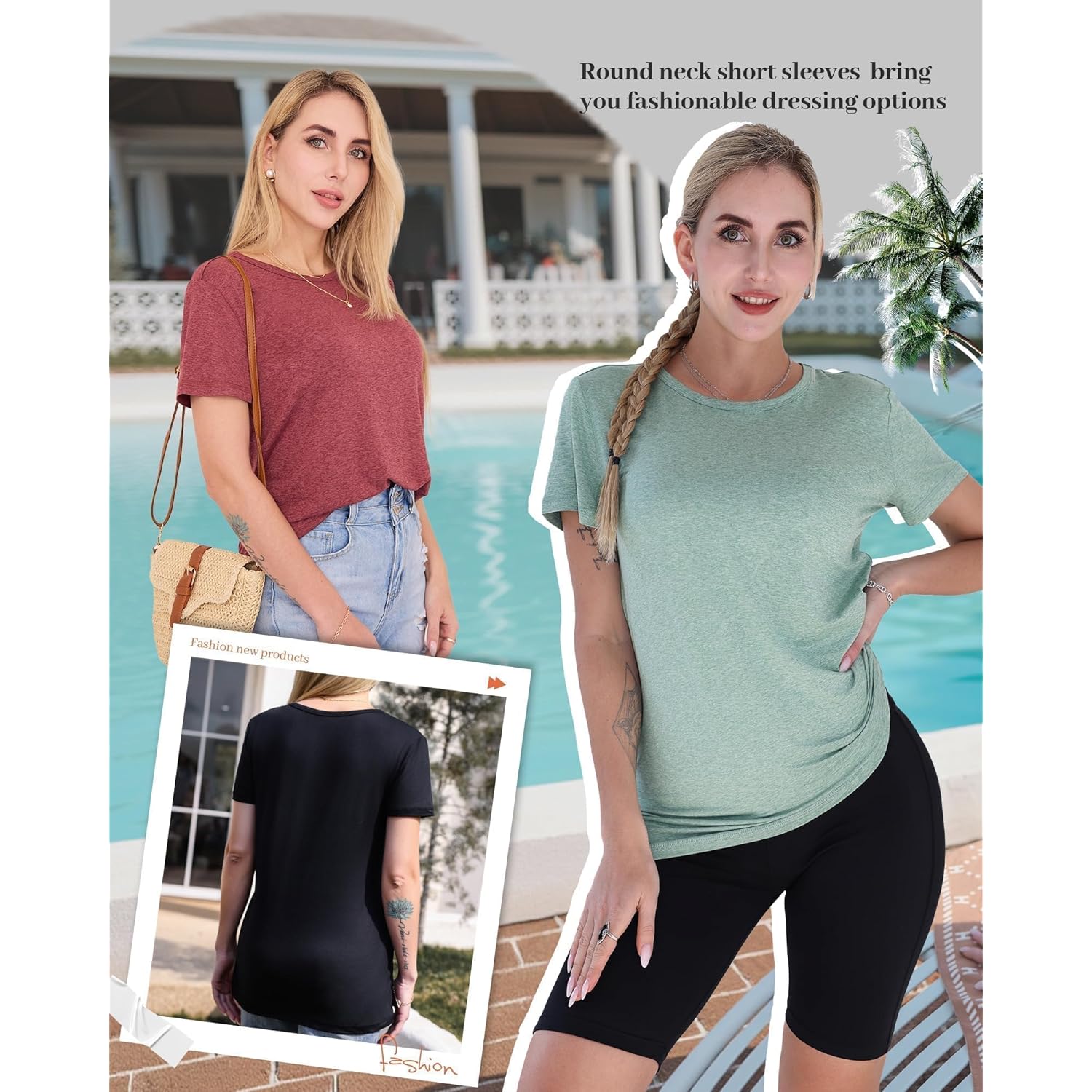 3 Pack Womens T-Shirts - Short Sleeve Spring Summer Tops Crew Neck Trendy Casual Work Soft Basic Tees for Ladies 2026