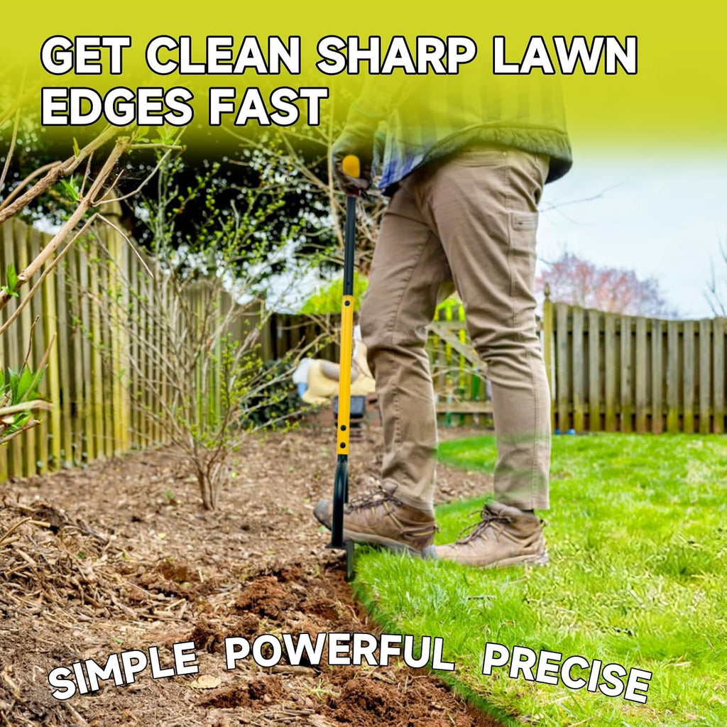 Manual Edger Lawn Tool With 38"-42" Adjustable Length, Saw-Tooth Border Edger With Wide Footplate Manganese Steel Blade, Garden Edging Tool For Flower Beds, Landscaping, Sidewalks, Yard