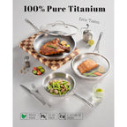 Titanium Pan, 12 Inch Pure Titanium Hammered Pro frying pan with Lid, Non-Toxic Skillet for Cooking, PFAS/PFOA/PTFE Free Cookware, Dishwasher&Oven Safe, Kitchen Induction Compatible