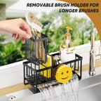 Sponge Holder For Kitchen Sink,Smiley Face Sink Caddy With Removable Brush Holder,Self-Draining Sponge Caddy For Sponge,Soap,Dish Brush,Scrubber,Kitchen Essentials And Gadgets