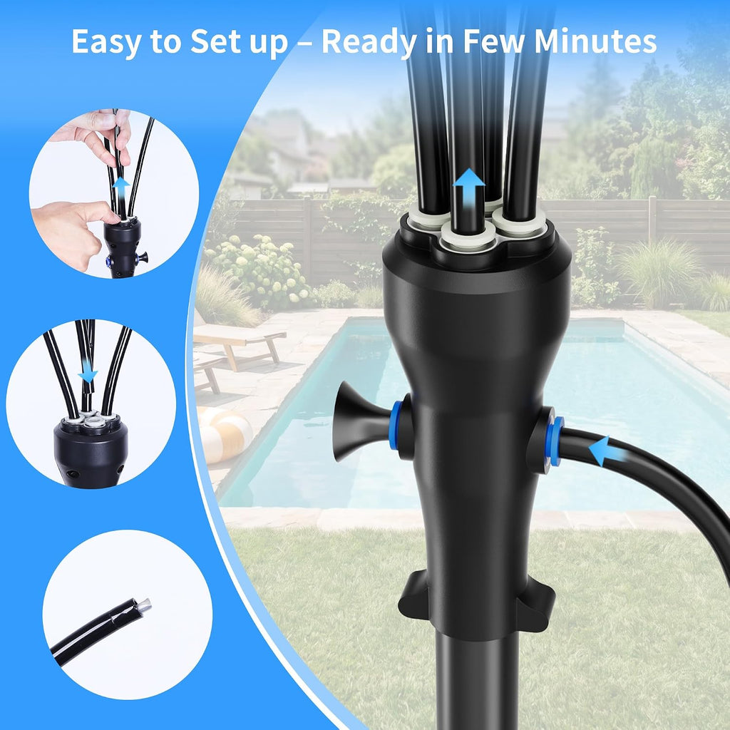 Westtree Standing Misters For Outside Patio, 4 Gallon Large Bucket Water Mister & Pump, 4+4 Spray Modes,Adjustable Height15Ft Patio Portable Misters For Cooling Outdoor Camping Pool Backyard Garden