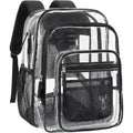 Clear Backpack For School - 18 Inch Extra Large Clear Bookbag Black | Heavy Duty 0.5Mm Pvc, 2 Large Compartments, Fit 16" Laptop, Reinforced 900D Oxford Base, Padded Straps And Back, Age 12+