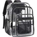 Clear Backpack For School - 18 Inch Extra Large Clear Bookbag Black | Heavy Duty 0.5Mm Pvc, 2 Large Compartments, Fit 16" Laptop, Reinforced 900D Oxford Base, Padded Straps And Back, Age 12+