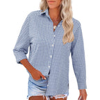 Womens Long Sleeve Button Down Shirts Casual Loose Fit Cotton Collared Blouses