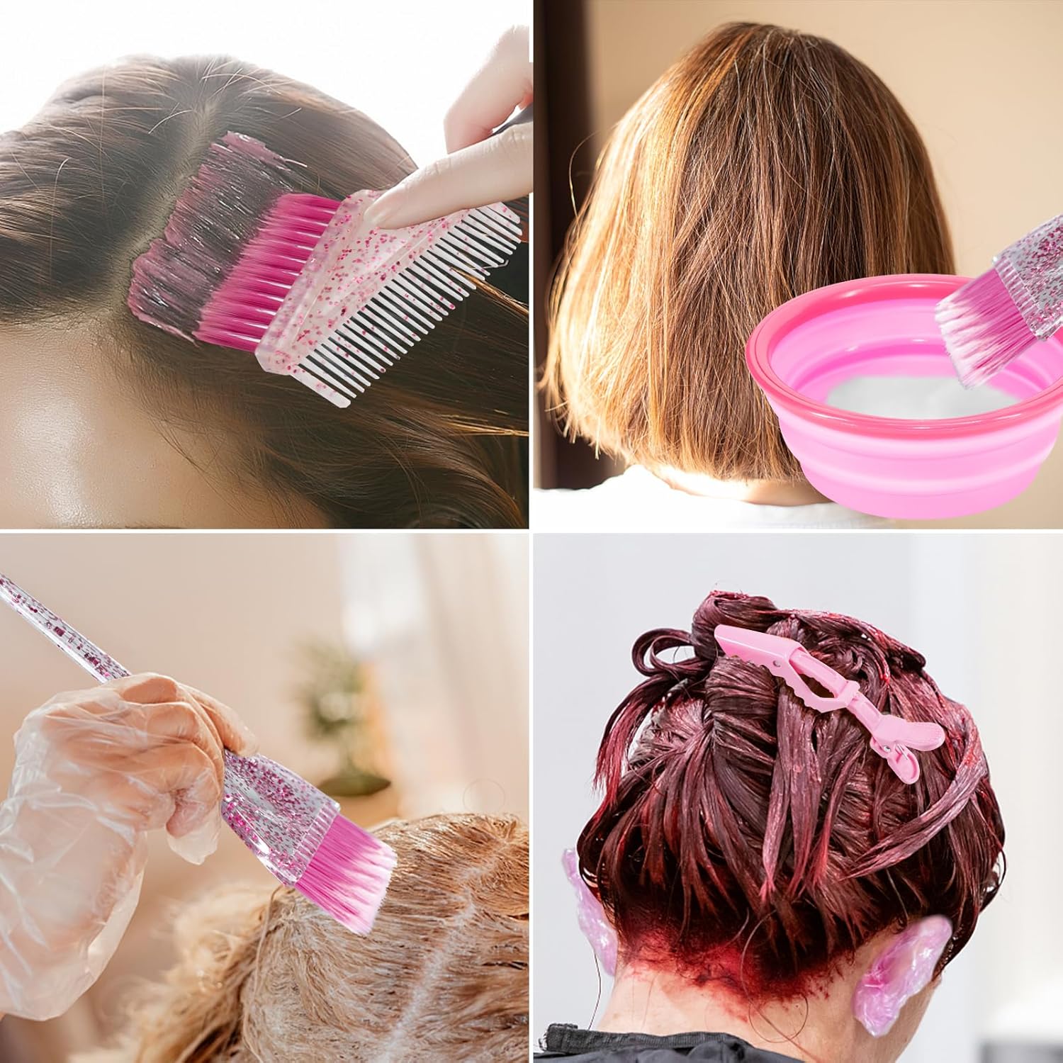 Asqraqo 11pcs Hair Coloring Kit - Professional Salon Tools for DIY Mixing, Includes Clips, Bowl, Dye Brush, Earmuffs - Perfect for Bleaching and Dye