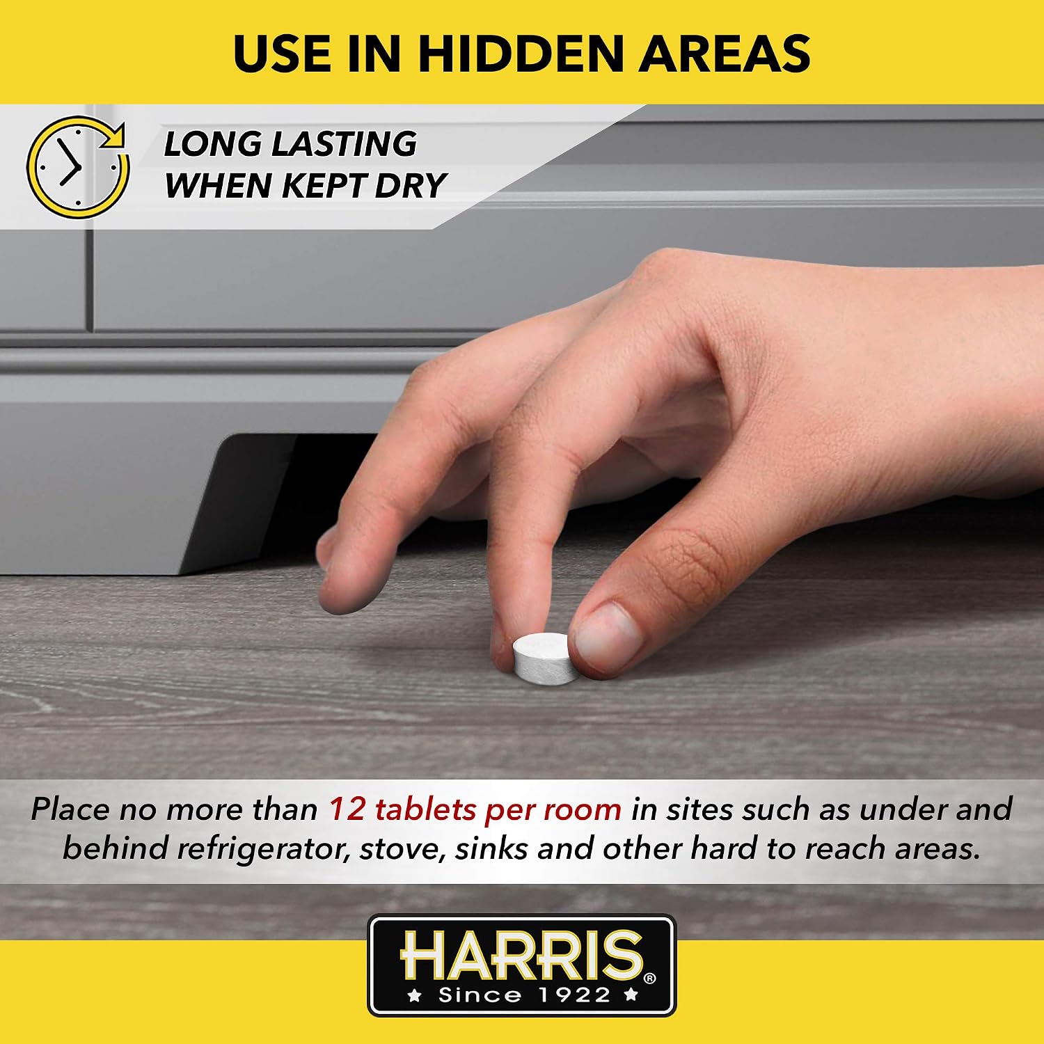 Harris Roach Tablets, Boric Acid Roach Killer With Lure, Alternative To Bait Traps (6Oz, 2-Pack)