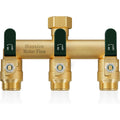 3 Way Hose Splitter, Heavy Duty Full Flow Garden Water Hose Bib Spigot Splitter, Brass Rust And Freeze Resistant Outdoor Faucet Splitter, T Adapter Connector With 3/4 - Inch Ght Thread （Green）