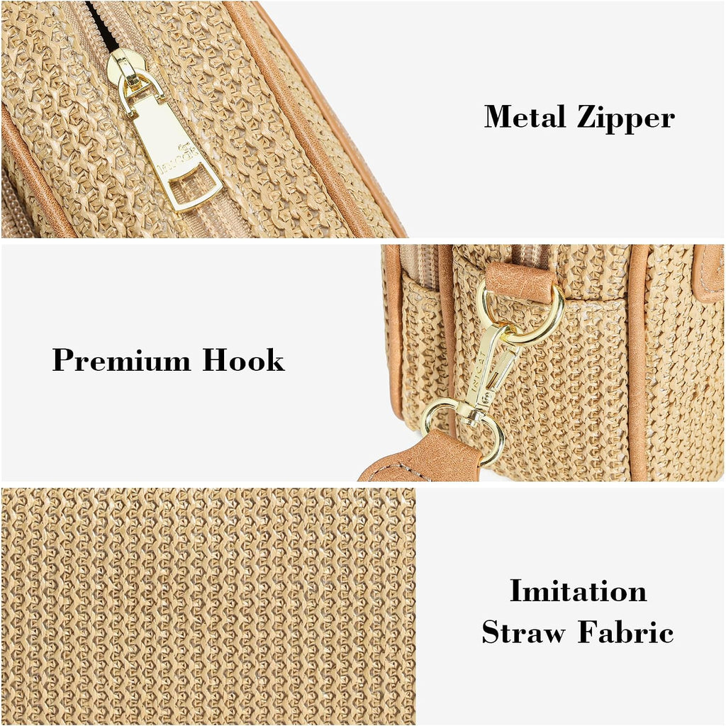 Faux Straw Crossbody Bags For Women Small Summer Purse 2026 Rfid Woven Raffia Bag For Hawaiian Beach Cruise Travel