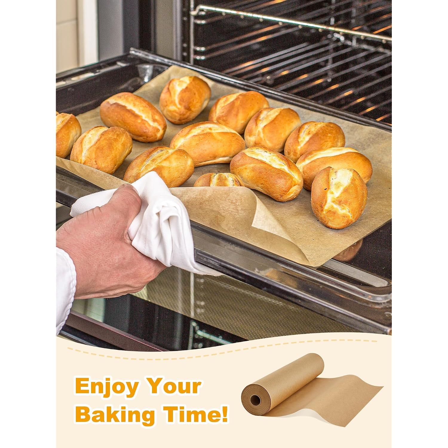Smartake Parchment Paper Roll For Baking, 13 In X 278 Ft, 300 Sq.Ft, Non-Stick Baking Paper Sheets With Slide Cutter, Heavy Duty Extra Long, For Kitchen Baking Cooking Grilling Steaming, Unbleached