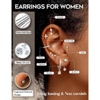 BESTEEL Hypoallergenic Flat Back Earrings Cartilage - Gold Silver Earring Stacks Surgical Stainless Steel Helix Tragus Conch Flatback Stud Hoop Earring Sets for Sensitive Ears Women Trendy Gift