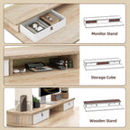 Tiqlab Standing Desk With Two Drawers, Stand Up Standing Desk Adjustable Height, Electric Sit Stand Table With Storage Shelf And Splice Board, 48 * 24 Inch, Maple