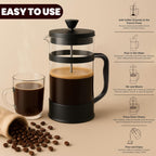 Utopia Kitchen Borosilicate Glass French Press Coffee Maker 34 Oz, Heat-Resistant Cafetiere & Tea Maker, Thickened Glass Coffee Press for Travel and Camping, Black