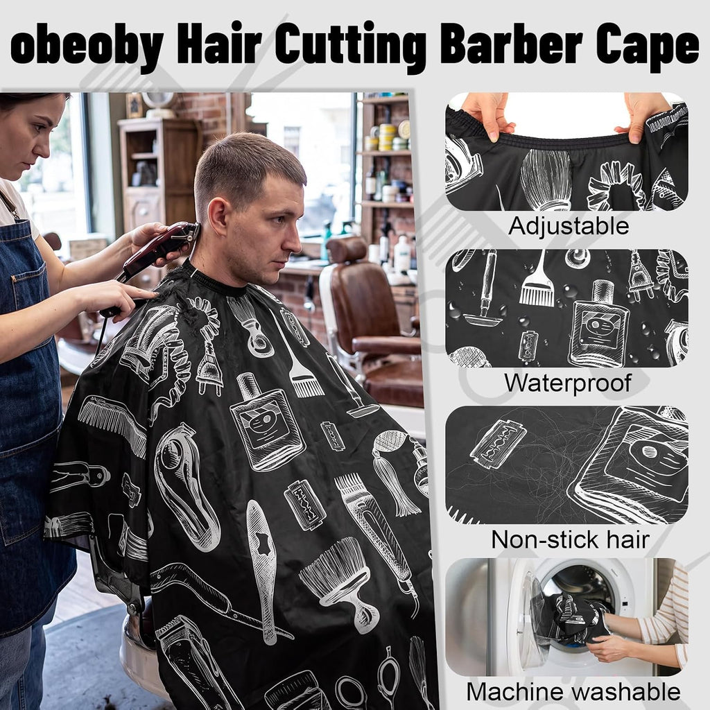 10 In 1 Barber Cape Kit, Hair Cutting Cape Neck Duster Brush Combs, Clips & Cleaning Supplies For Salon Home Barber Gifts For Men