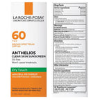 La Roche-Posay Anthelios Clear Skin Sunscreen Dry Touch Spf 60, Oil Free Sunscreen For Face, Oil Absorbing, Broad Spectrum Spf + Antioxidants, Non-Greasy, Oxybenzone Free, Travel Size