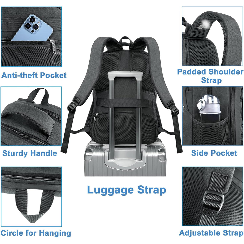 Matein Lunch Backpack For Men Work, Sturdy Tsa 17 Inch Laptop Backpack | Water Resistant, Anti Theft, Insulated Lunch Compartment, Work Bag, Padded Straps, Computer Back Pack, Office Commute College