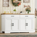 Buffet Cabinet With Storage And 2 Drawers, 47.2“ Large Sideboard Buffet Cabinet With Adjustable Shelves And Doors, Modern Coffee Bar Cabinet, White
