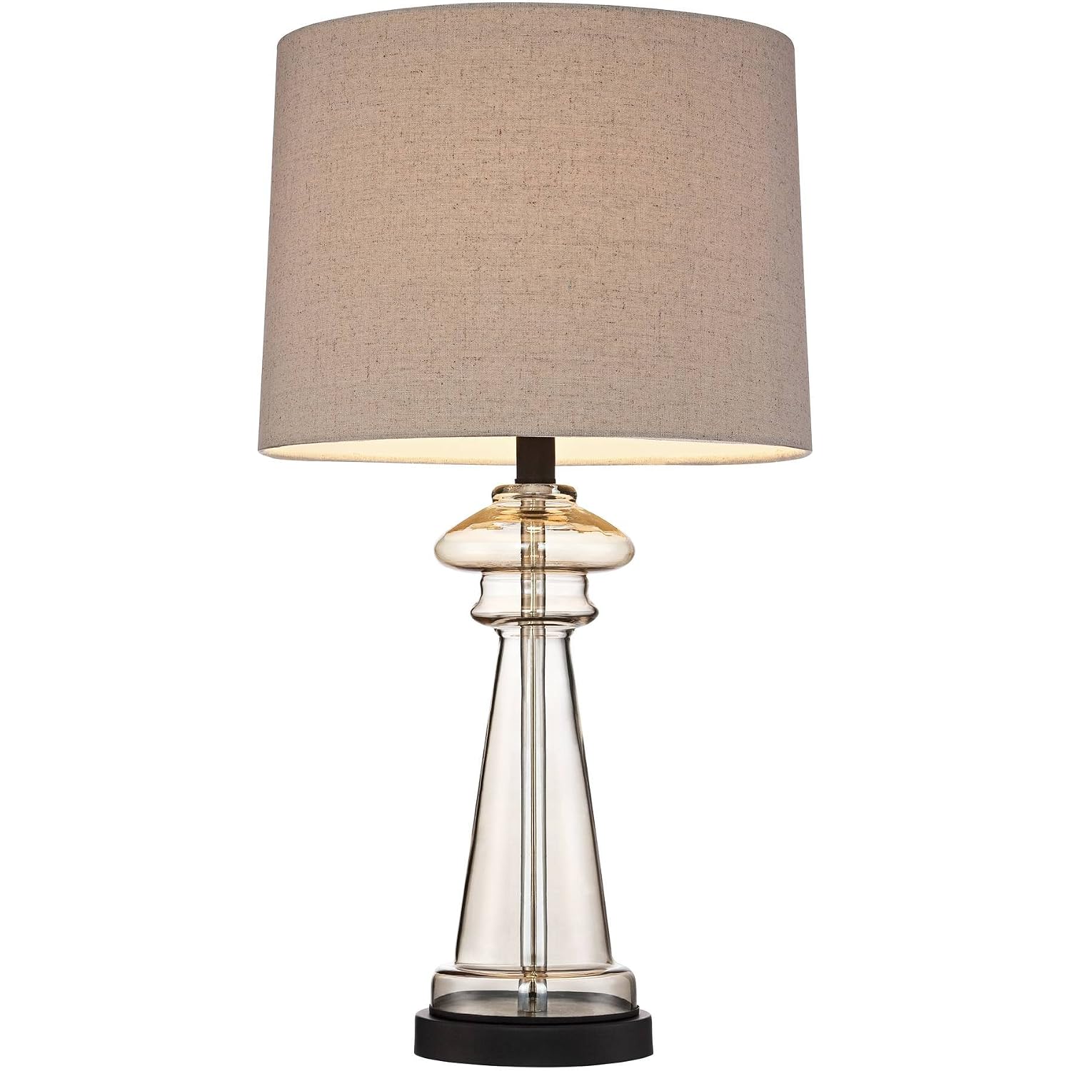 Dalia 27" Tall Table Lamps Set Of 2 Champagne Glass Country Traditional | Clear Cottage Bedroom Living Room House Bedside Nightstand Office Family Home Taupe Tapered Drum Shade