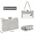 Women Sparkly Rhinestone Clutch With Chains, Glitter Evening Handbag Purse Shoulder Bag For Wedding Party Prom