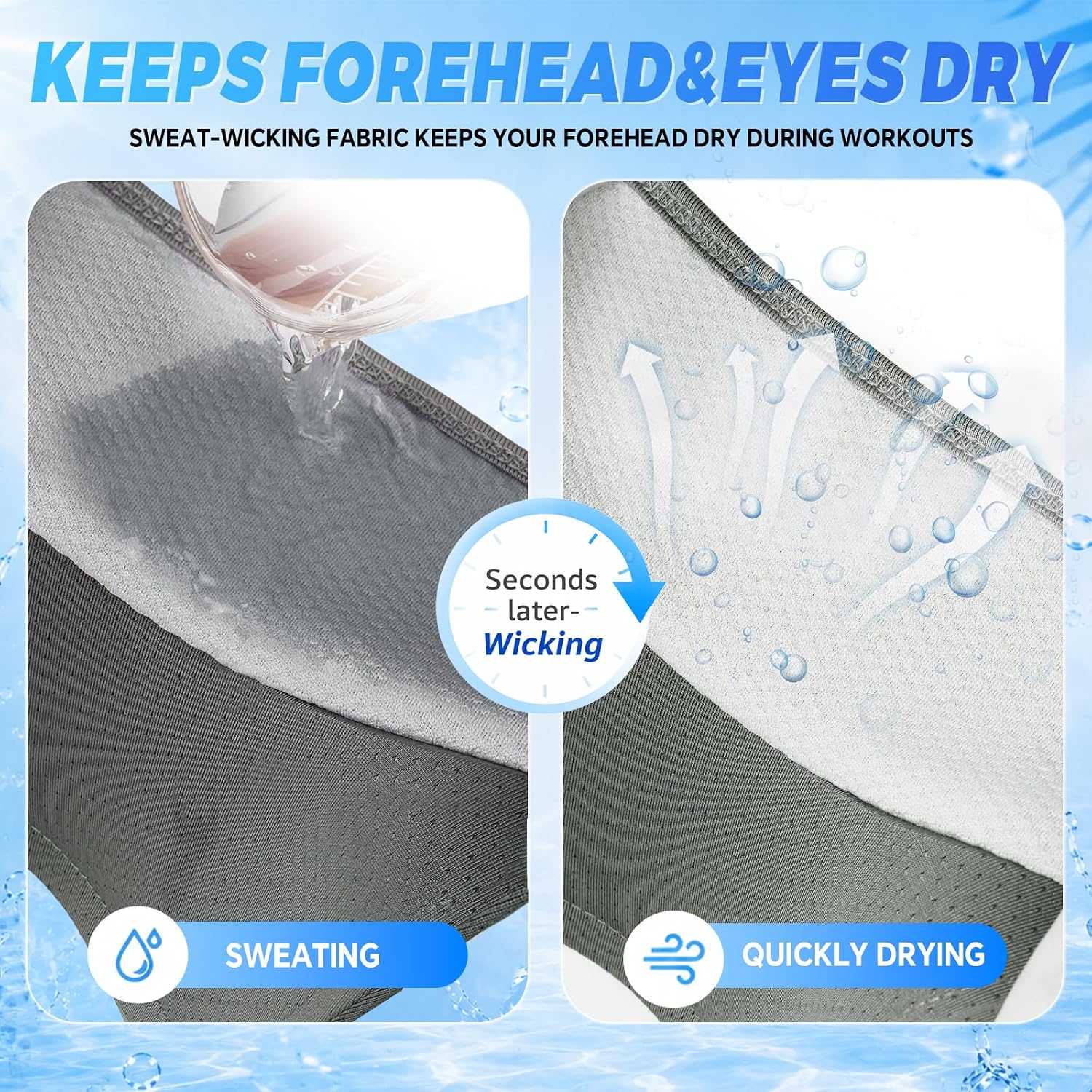 BEACE Sun Visor Hat Women Men-Lightweight Wicking Stretchy Sports Sunvisor Cap for Golf Tennis Running Pickleball Beach Bule