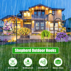 79 Inch Double Shepherds Hooks For Outdoor, Heavy Duty Bird Feeder Pole With 5 Prongs Base For Hanging Lantern, Hummingbird Feeder, Lightweight Plant, Shepherds Hook For Bird Feeders For Outside