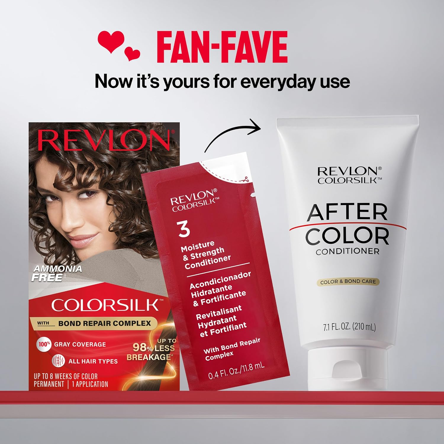 Revlon Colorsilk After Color Conditioner For Color Treated Hair, Moisturizing & Strengthening Bond Repair With Vegan Keratin, For All Hair Colors & Types, 7.10 Fl Oz