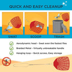 W4W, Bug & Fly Swatter Metal Handle 6 Pack Fly Swatters Indoor/Outdoor Flyswatter