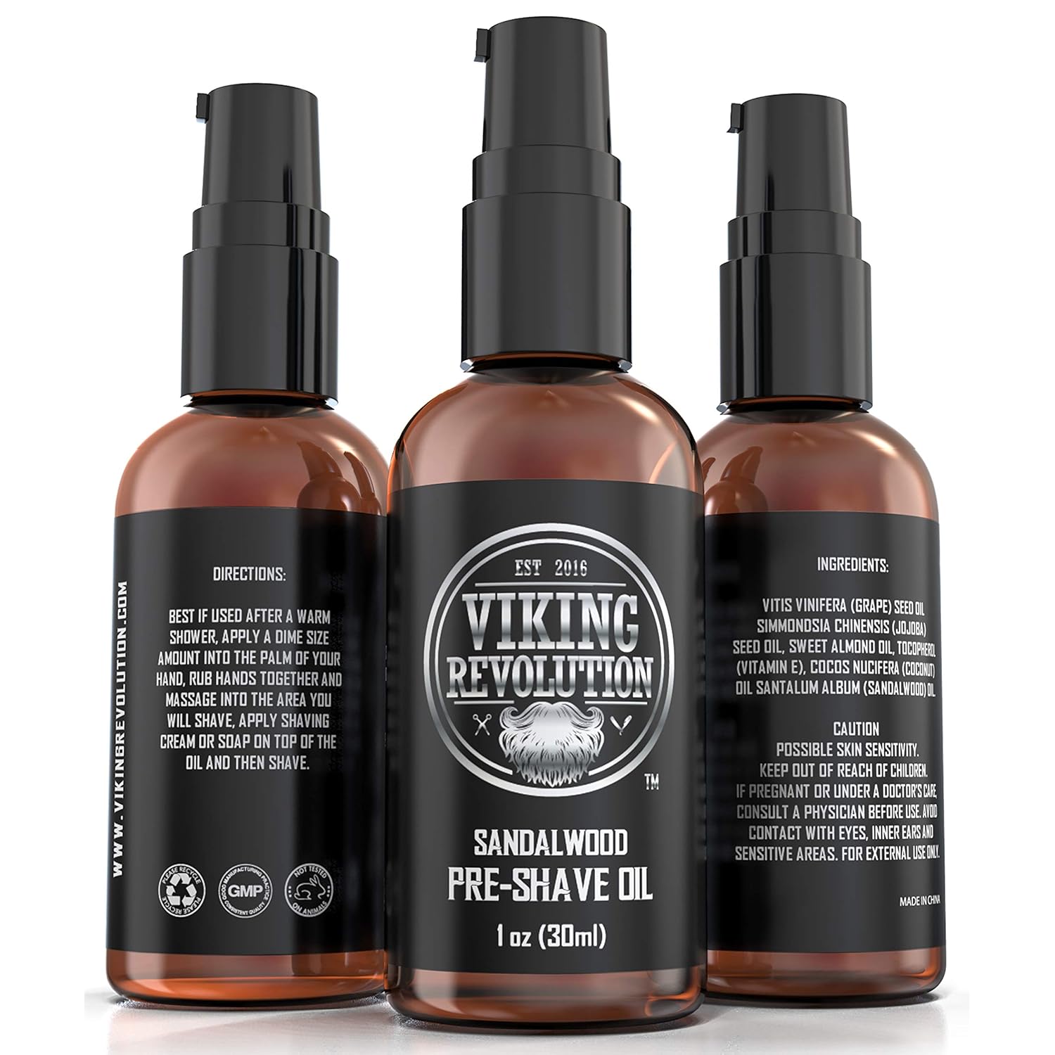 Viking Revolution Sandalwood Pre-Shave Oil for Men - Smooth, Irritation-Free Shave, 1 Fl Oz - All Skin Types