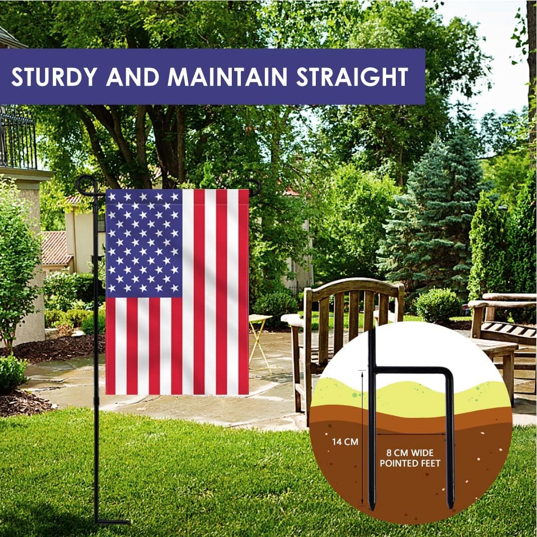Garden Flag Stand, Thickened Pole Sturdy Straight Premium Metal Yard Flag Holder Weather-Proof Flagpole Seasonal Garden Flag, Christmas Garden Flag, Outdoor Decor Decoration
