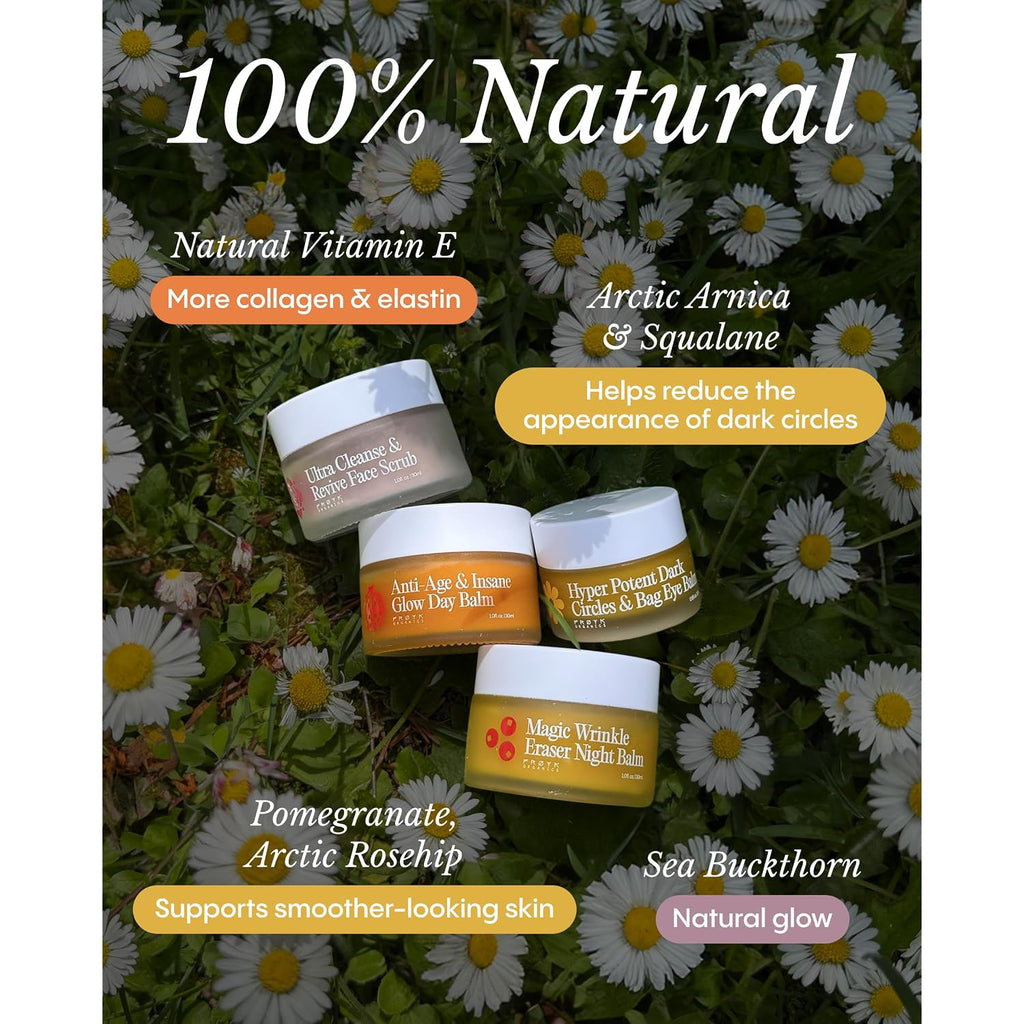 Frøya Organics The Complete System For Mature Women’S Skin | 4-Piece Set With Face Scrub, Day And Night Balm & Eye Balm | With Rosehip, Calendula & Sea Buckthorn | 60 Day Supply