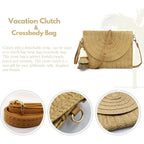 Aovtero Straw Clutch Purse Women Crossbody Bag Summer Beach Shoulder Bags Envelope Wallet Handbags