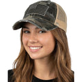 Funky Junque Trucker Hat for Women – Distressed Low Profile Western Camo Baseball Cap with Mesh, Trendy and Adjustable Fit