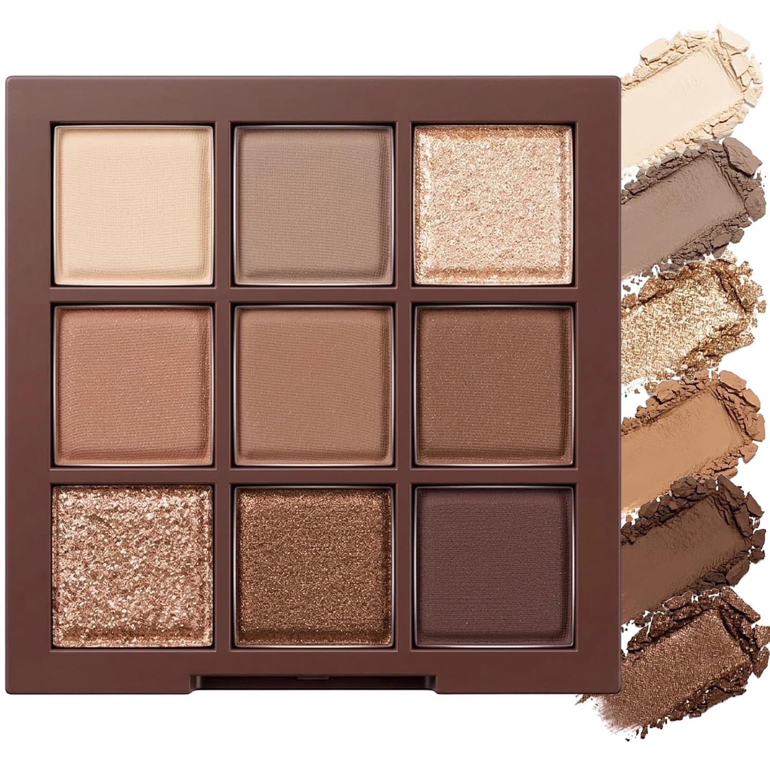 Erinde 9 Colors Eyeshadow Palette, Matte Shimmer Glitter Eye Shadow Palette Makeup, Highly Pigmented Long Lasting Waterproof, Natural Neutral Nude Eyeshadow Makeup Pallet, Chocolate Brown