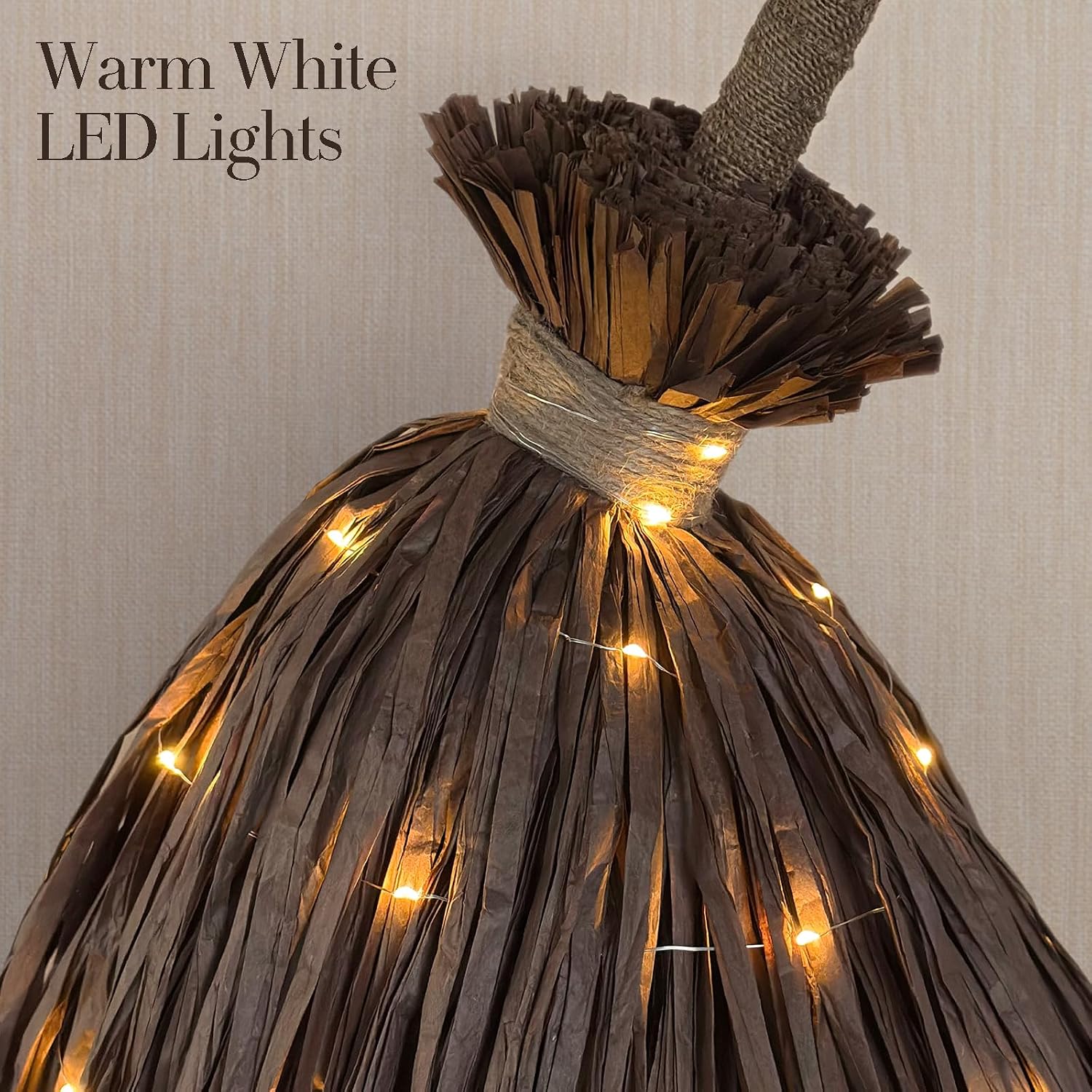 Halloween Decorations - 5.5 Ft Giant Light-Up Witches Broom | Rustic Farmhouse Decoration, Fall Decor For Home, Indoor Outdoor Decoration, For Front Door Porch