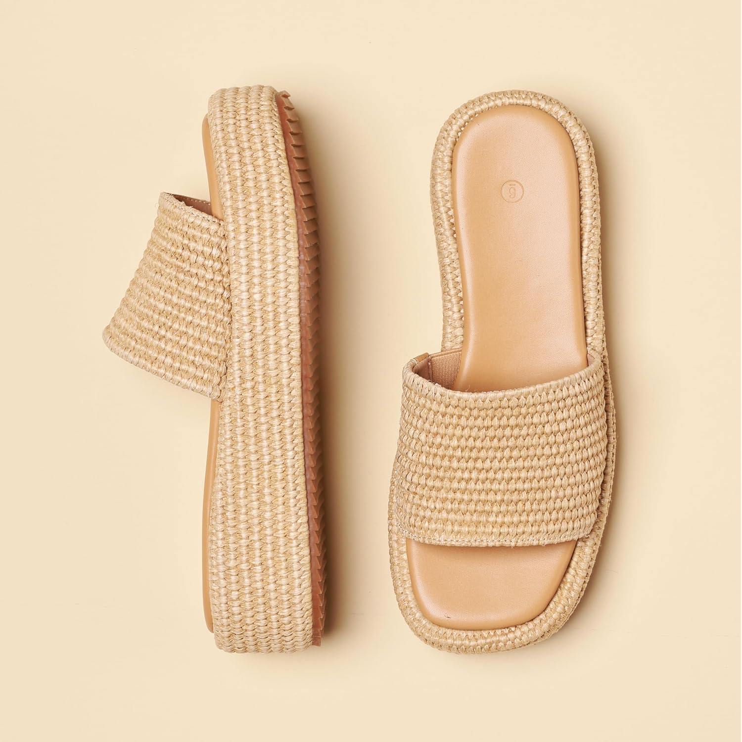 Platform Sandals Women Slip On Espadrille Wedges Slides Bohemia Sandals Flatform Open Toe Beach Sandals