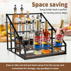 Coffee Syrup Organizer Rack, Liquor Bottle Display Shelf, Spice Racks, 4-Tier 16 Syrup Bottles Holder Stand For Coffee Bar Kitchen Small Wine Rack For Bar Family Storage For Syrup Wine Dressing